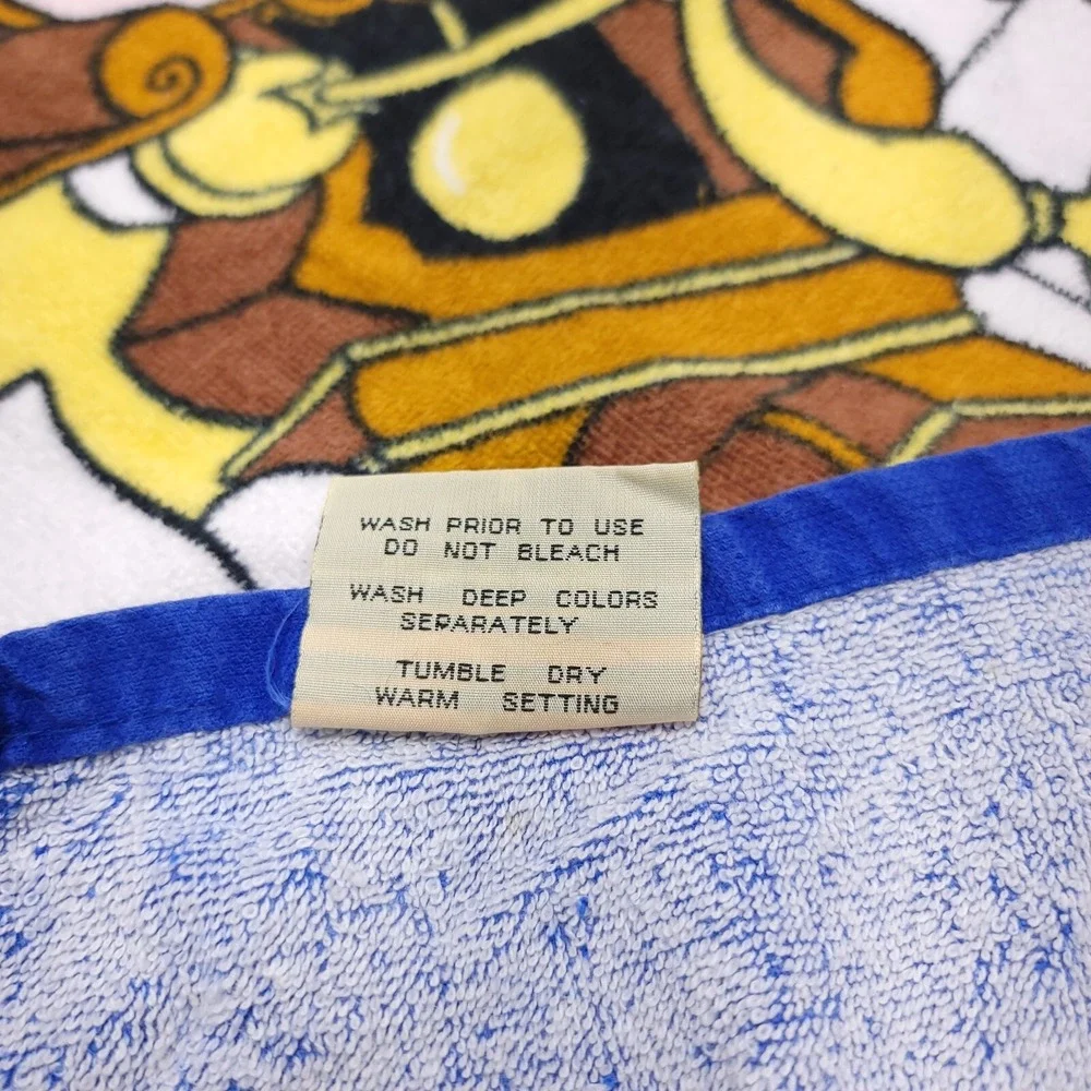 Vintage 90s Disney Beauty and the Beast Bath Beach Towel Cotton Franco EUC Vivid